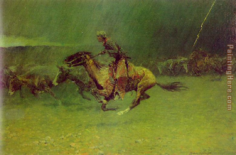 The Stampede painting - Frederic Remington The Stampede art painting